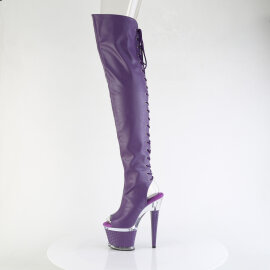 Pleaser SPECTATOR-3030 Stivali Sopra Il Ginocchio Con Plateau Similpelle Trasparente Viola EU-39 / US-9