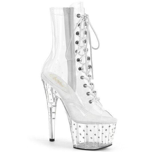Pleaser STARDUST-1021C-7 Stivaletti Con Plateau Trasparente Strass Trasparente EU-37 / US-7