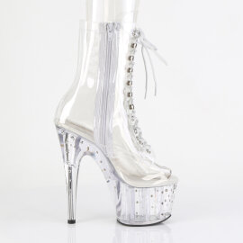 Pleaser STARDUST-1021C-7 Stivaletti Con Plateau Trasparente Strass Trasparente EU-37 / US-7