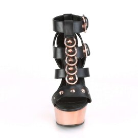 Pleaser Sandali DELIGHT-658 Similpelle Nero/Dorato Rosa Cromato EU-37 / US-7