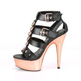 Pleaser Sandali DELIGHT-658 Similpelle Nero/Dorato Rosa Cromato EU-37 / US-7