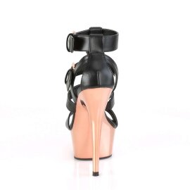 Pleaser Sandali DELIGHT-658 Similpelle Nero/Dorato Rosa Cromato EU-37 / US-7