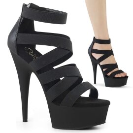 Pleaser Sandali DELIGHT-659 Fascia Elastica-Similpelle Nero/Nero Opaco EU-35 / US-5