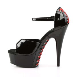 Pleaser Sandali DELIGHT-660FH Vernice Nero-Rosso/Nero (Laccio Rosso) EU-35 / US-5