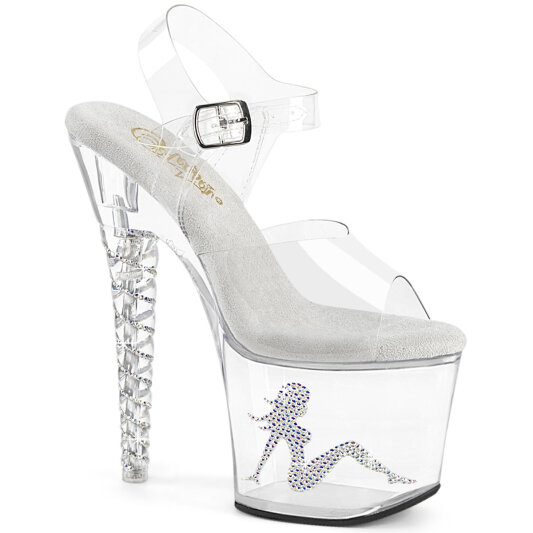 Pleaser UNICORN-708TGRS Sandali Con Plateau Trasparente Strass Trasparente EU-35 / US-5