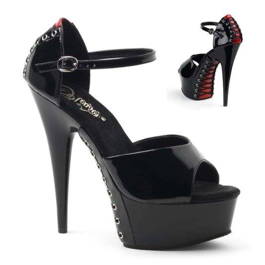 Pleaser Sandali DELIGHT-660FH Vernice Nero-Rosso/Nero EU-41 / US-11