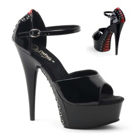 Pleaser Sandali DELIGHT-660FH Vernice Nero-Rosso/Nero EU-41 / US-11