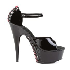 Pleaser Sandali DELIGHT-660FH Vernice Nero-Rosso/Nero EU-41 / US-11