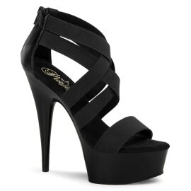 Pleaser Sandali DELIGHT-669 Fascia Elastica-Similpelle Nero/Nero EU-37 / US-7