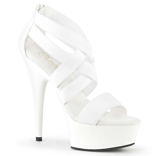 Pleaser Sandali DELIGHT-669 Fascia Elastica- Similpelle Bianco/Bianco EU-35 / US-5
