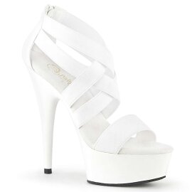 Pleaser Sandali DELIGHT-669 Fascia Elastica- Similpelle Bianco/Bianco EU-35 / US-5