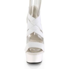 Pleaser Sandali DELIGHT-669 Fascia Elastica- Similpelle Bianco/Bianco EU-35 / US-5