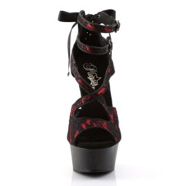 Pleaser Sandali DELIGHT-678LC Raso-Pizzo Rosso/Nero Opaco EU-37 / US-7