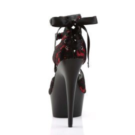 Pleaser Sandali DELIGHT-678LC Raso-Pizzo Rosso/Nero Opaco EU-38 / US-8