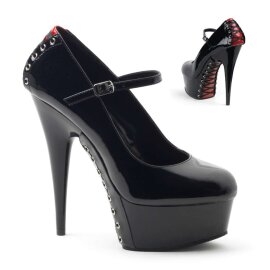 Pleaser Sandali DELIGHT-687FH Vernice Nero-Rosso/Nero EU-35 / US-5