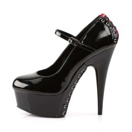 Pleaser Sandali DELIGHT-687FH Vernice Nero-Rosso/Nero EU-35 / US-5