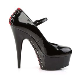 Pleaser Sandali DELIGHT-687FH Vernice Nero-Rosso/Nero EU-35 / US-5