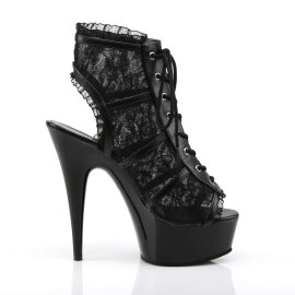 Pleaser DELIGHT-696LC Stivaletti - Pizzo Nero/Nero EU-36 / US-6