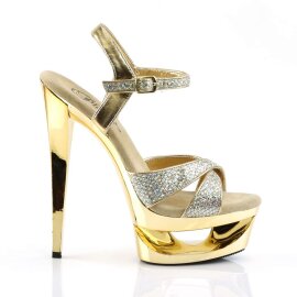 Pleaser Sandali ECLIPSE-619G Dorato Multi Glitter/Dorato Cromato EU-37 / US-7