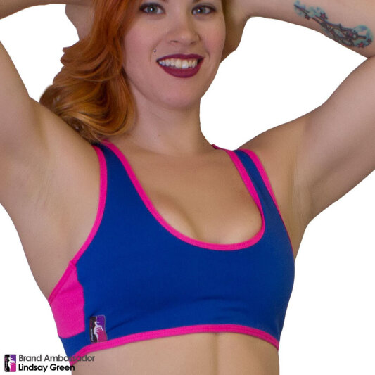 PoleFit Top Retro Sport S Blu / Rosa Acceso