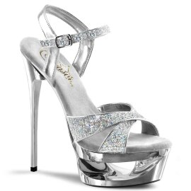 Pleaser Sandali ECLIPSE-619G Argento Multi Glitter/Argento Cromato EU-38 / US-8