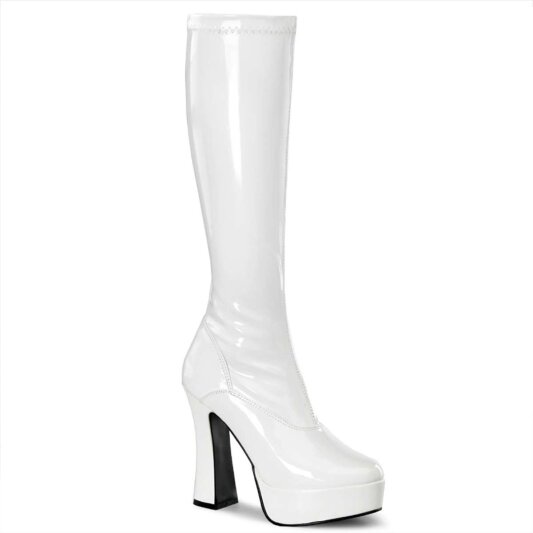 Pleaser ELECTRA-200Z Stivali - Vernice Elasticizzato Bianco EU-38 / US-8