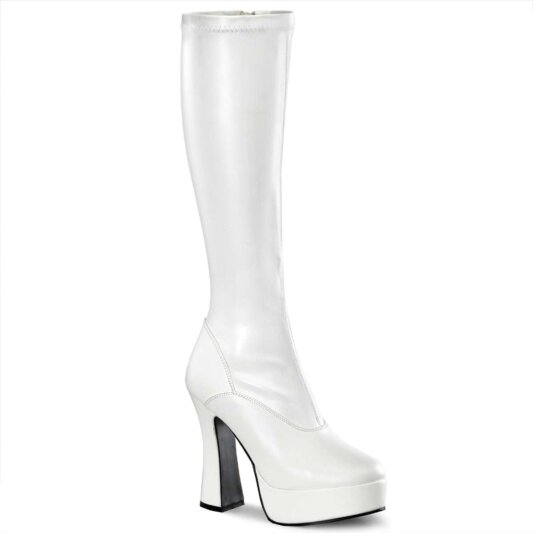 Pleaser ELECTRA-200Z Stivali - Similpelle Elasticizzato Bianco EU-39 / US-9