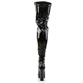 Pleaser ELECTRA-3000Z Stivali Sopra Il Ginocchio - Vernice Elasticizzato Nero EU-41 / US-11