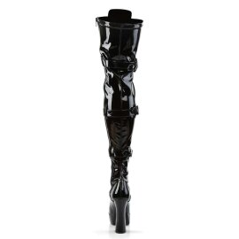 Pleaser ELECTRA-3028 Stivali Sopra Il Ginocchio - Vernice Elasticizzato Nero EU-37 / US-7