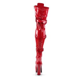 Pleaser ELECTRA-3028 Stivali Sopra Il Ginocchio - Vernice Elasticizzato Rosso EU-36 / US-6