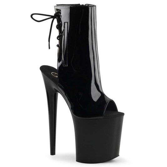Pleaser FLAMINGO-1018 Stivaletti - Vernice Nero/Nero EU-35 / US-5