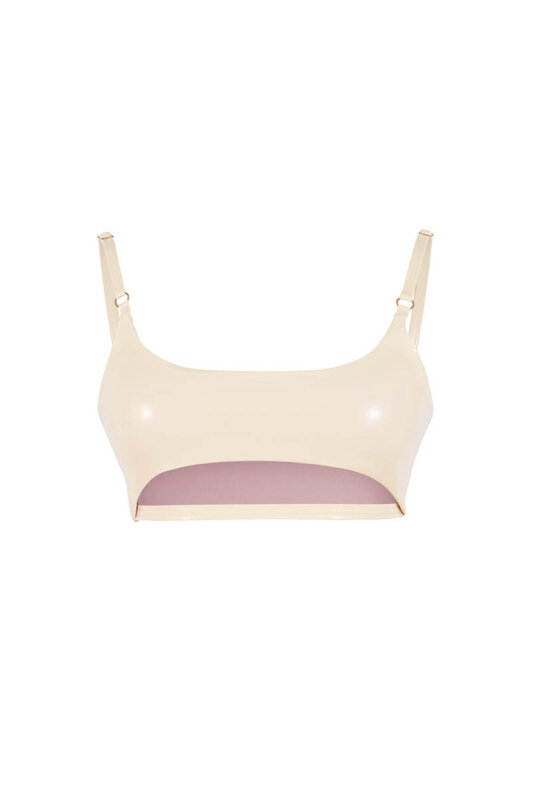 Naughty Thoughts Top Sinner Underboob in Vinile - Crema XL