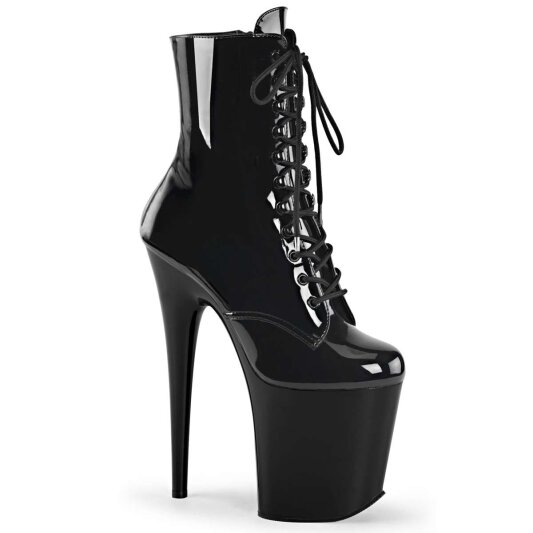 Pleaser FLAMINGO-1020 Stivaletti - Vernice Nero/Nero EU-38 / US-8