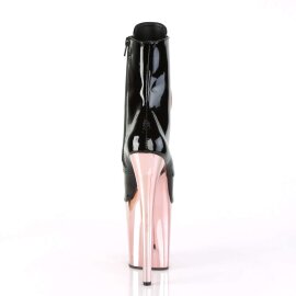 Pleaser FLAMINGO-1020 Stivaletti - Vernice Nero/Dorato Rosa Cromato EU-36 / US-6