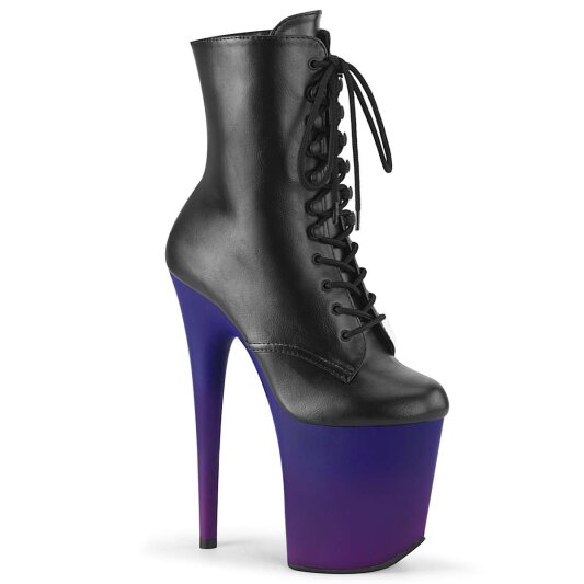 Pleaser FLAMINGO-1020BP Stivaletti - Similpelle Nero/Ombre Blu-Viola EU-35 / US-5