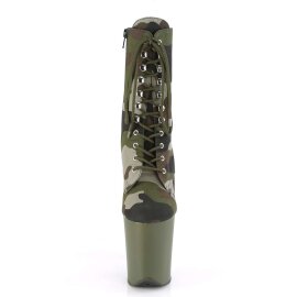 Pleaser FLAMINGO-102CAMO Stivaletti - Tessuto Verde Mimetico/Verde Scuro Opaco EU-35 / US-5