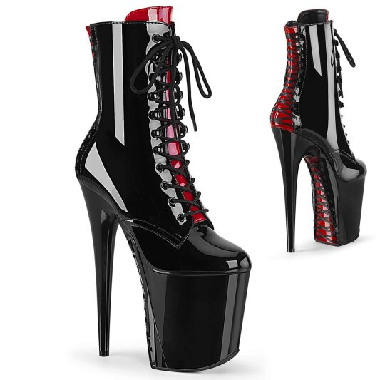 Pleaser FLAMINGO-102FH Stivaletti - Vernice Nero/Nero EU-35 / US-5
