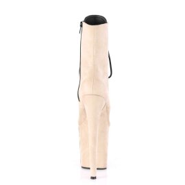 Pleaser FLAMINGO-102FS Stivaletti - Finto Camoscio Beige EU-42 / US-12