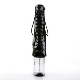 Pleaser FLAMINGO-1021 Stivaletti - Vernice Nero/Trasparente EU-35 / US-5