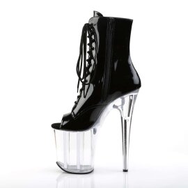 Pleaser FLAMINGO-1021 Stivaletti - Vernice Nero/Trasparente EU-35 / US-5