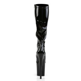 Pleaser FLAMINGO-2000 Stivali - Vernice Elasticizzato Nero/Nero EU-41 / US-11