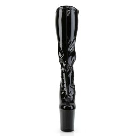 Pleaser FLAMINGO-2000 Stivali - Vernice Elasticizzato Nero/Nero EU-37 / US-7