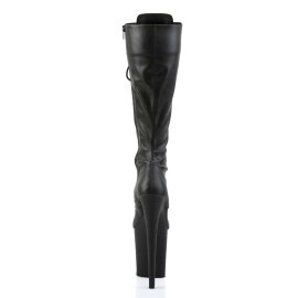 Pleaser FLAMINGO-2023 Stivali - Similpelle Elasticizzato Nero/Nero Opaco EU-41 / US-11