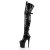 Pleaser FLAMINGO-3028 Stivali Sopra Il Ginocchio - Vernice Elasticizzato Nero/Nero EU-37 / US-7
