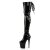 Pleaser FLAMINGO-3063 Stivali Sopra Il Ginocchio Vernice Elasticizzato Nero/Nero EU-37 / US-7