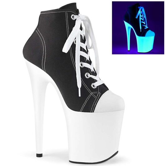 Pleaser FLAMINGO-800SK-02 Stivaletti - Tela Nero/Bianco Neon EU-37 / US-7