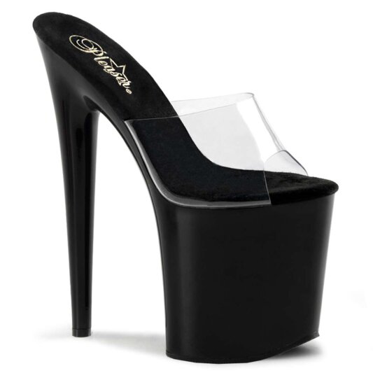 Pleaser Mules FLAMINGO-801 Trasparente/Nero EU-35 / US-5