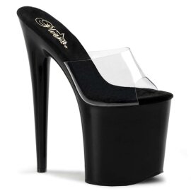 Pleaser Mules FLAMINGO-801 Trasparente/Nero EU-35 / US-5