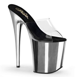 Pleaser Mules FLAMINGO-801 Trasparente/Argento Cromato...