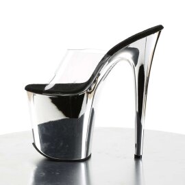 Pleaser Mules FLAMINGO-801 Trasparente/Argento Cromato EU-35 / US-5